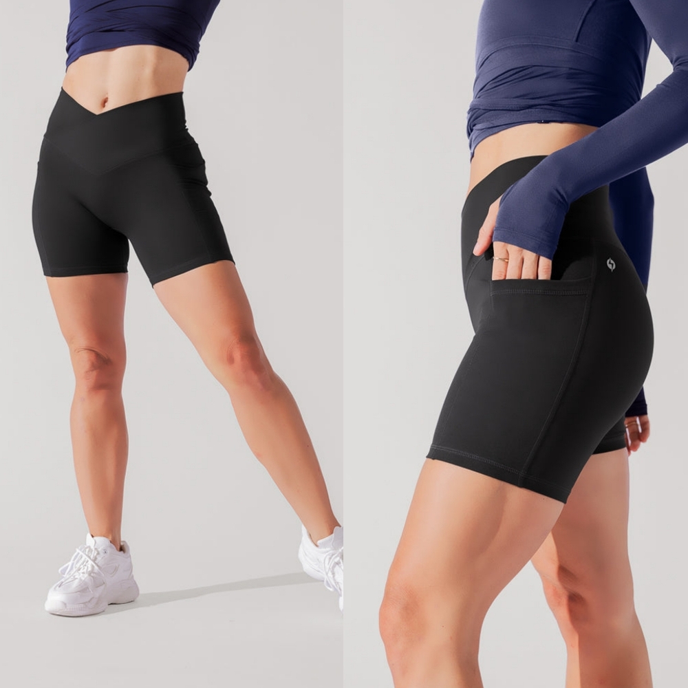 Crisscross Hourglass Midi Short With Pockets (Soft Touch)